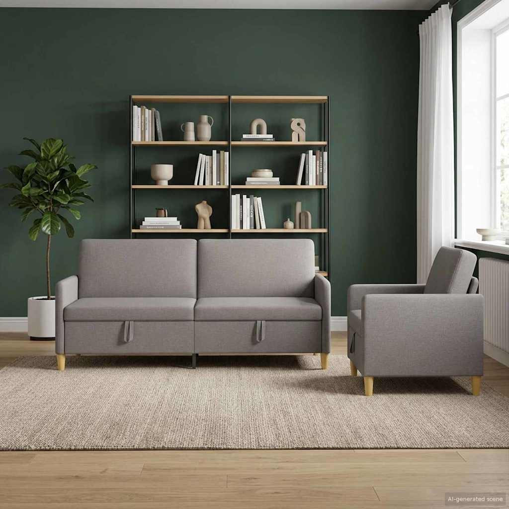 vidaXL Sofa Set mit Stauraum 2 pcs Taupe Polyester