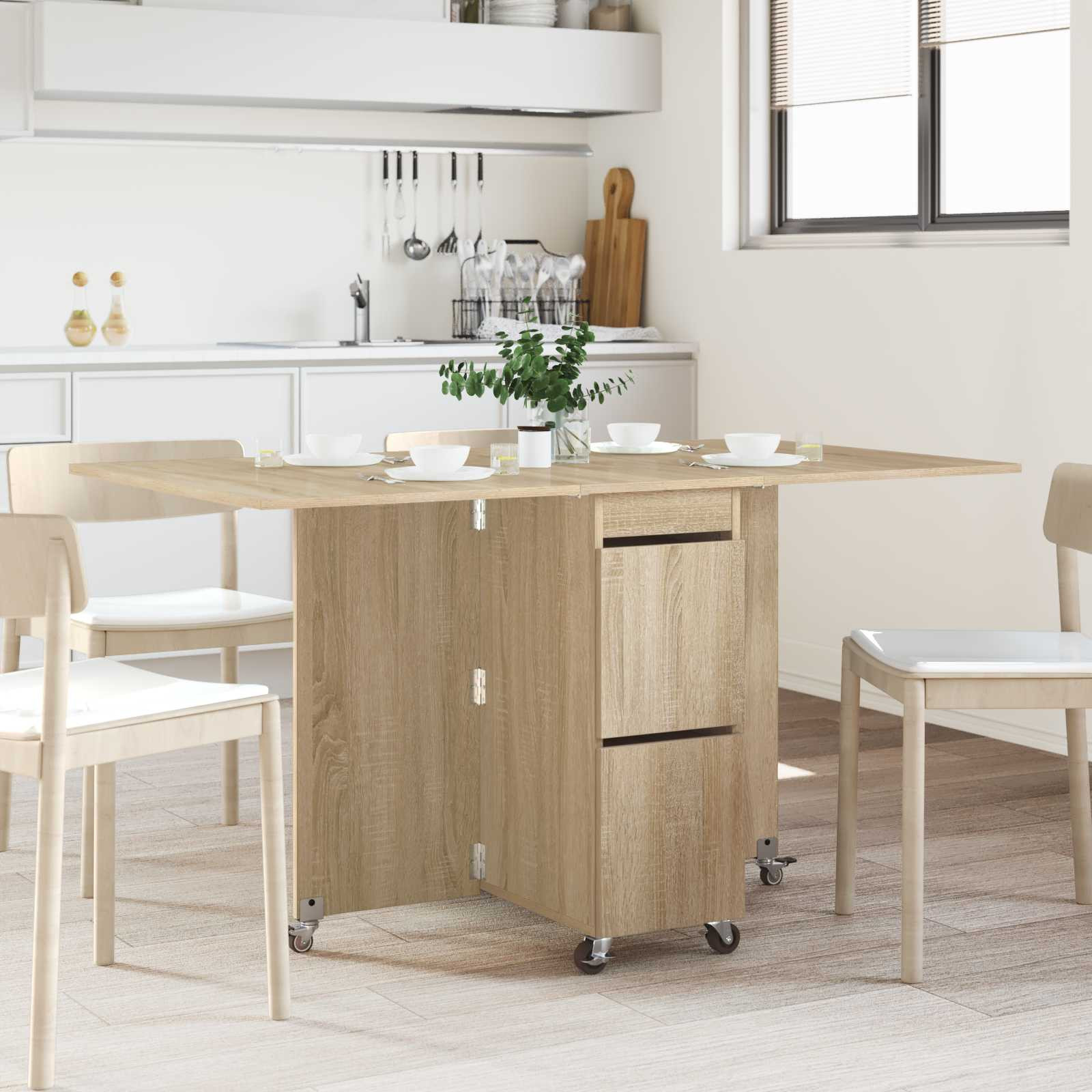 vidaXL Esstisch 140 x 80 x 77 cm Holzwerkstoff Sonoma-Eiche