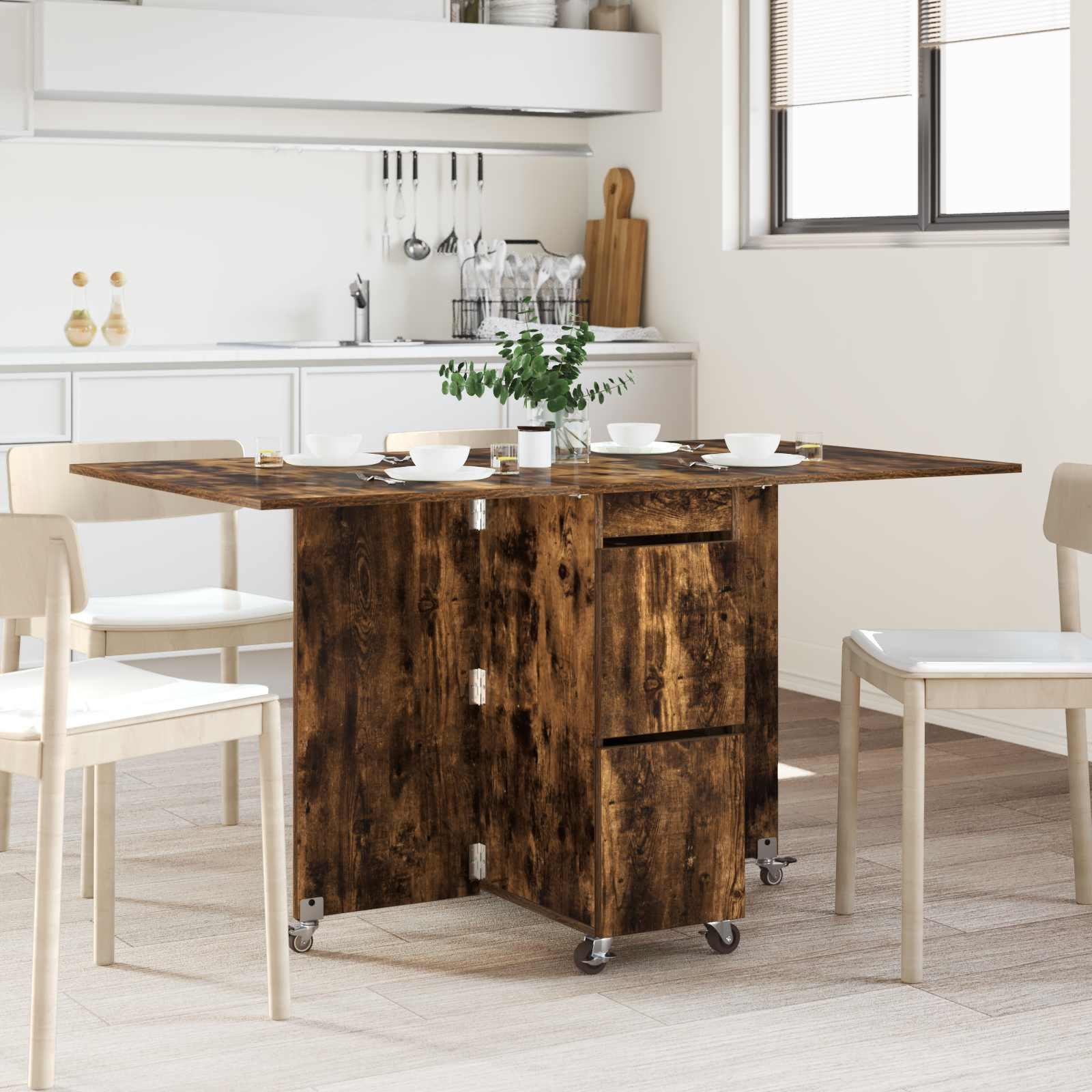vidaXL Esstisch 140 x 80 x 77 cm Holzwerkstoff Geräucherte Eiche