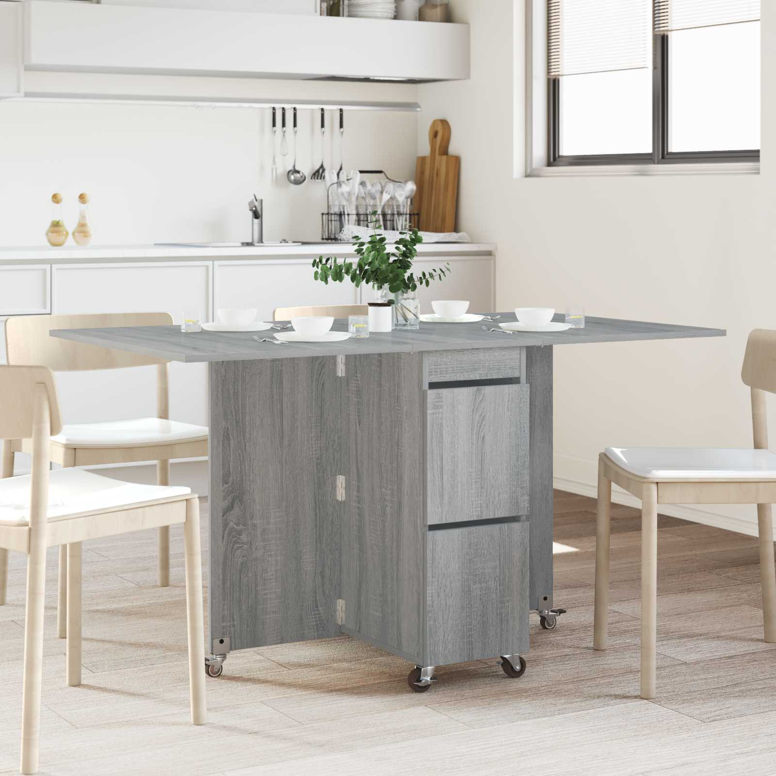vidaXL Esstisch 140 x 80 x 77 cm Holzwerkstoff Grau Sonoma