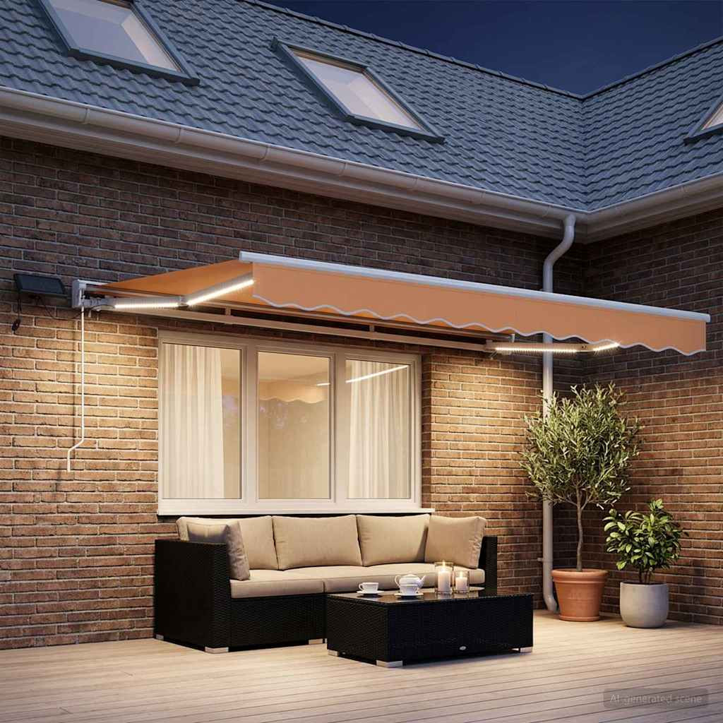 vidaXL Manueller Markisenrahmen mit LEDs Sand 3,5 x 2 m