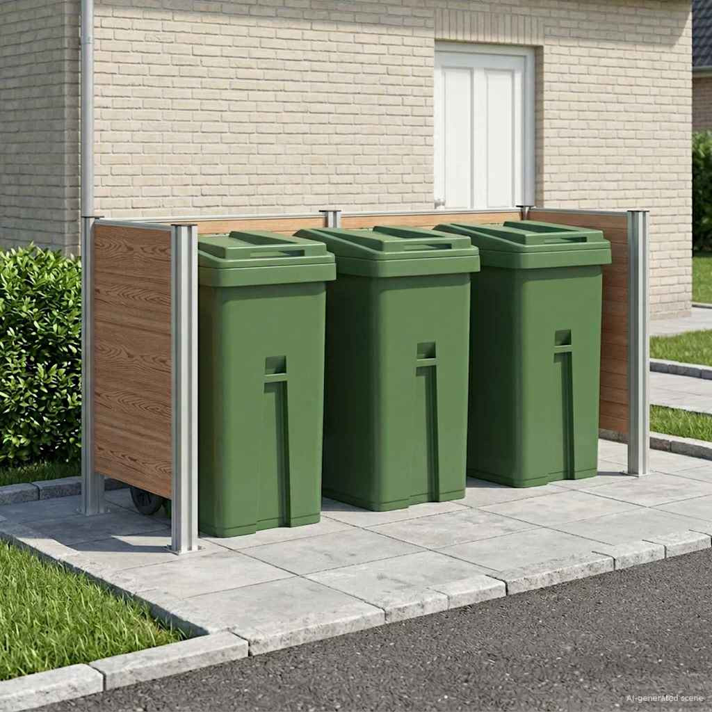 vidaXL Mülltonnenzaun Braun 237 x 85 x 115 cm Aluminium und WPC