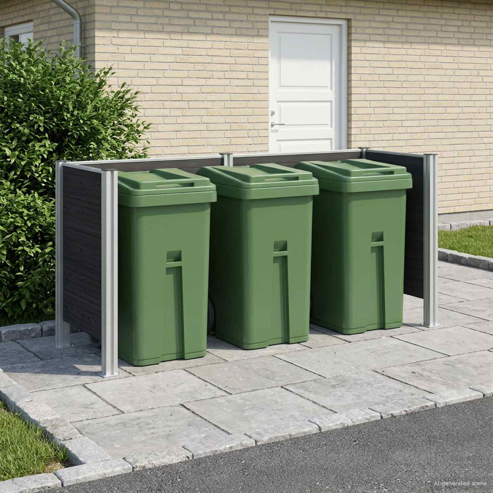 vidaXL Mülltonnenzaun Grau 237 x 85 x 115 cm Aluminium und WPC