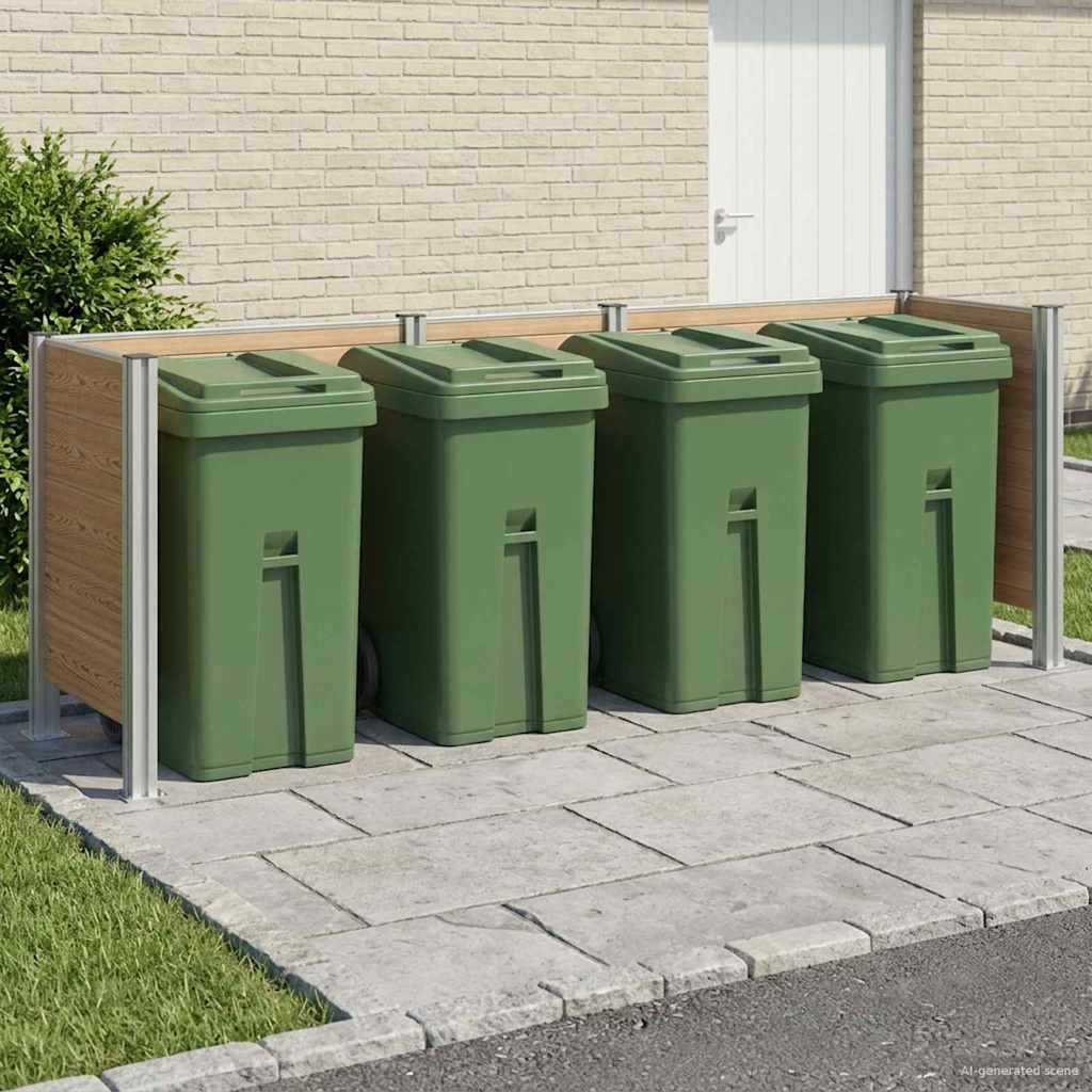 vidaXL Mülltonnenzaun Braun 315 x 85 x 115 cm Aluminium und WPC