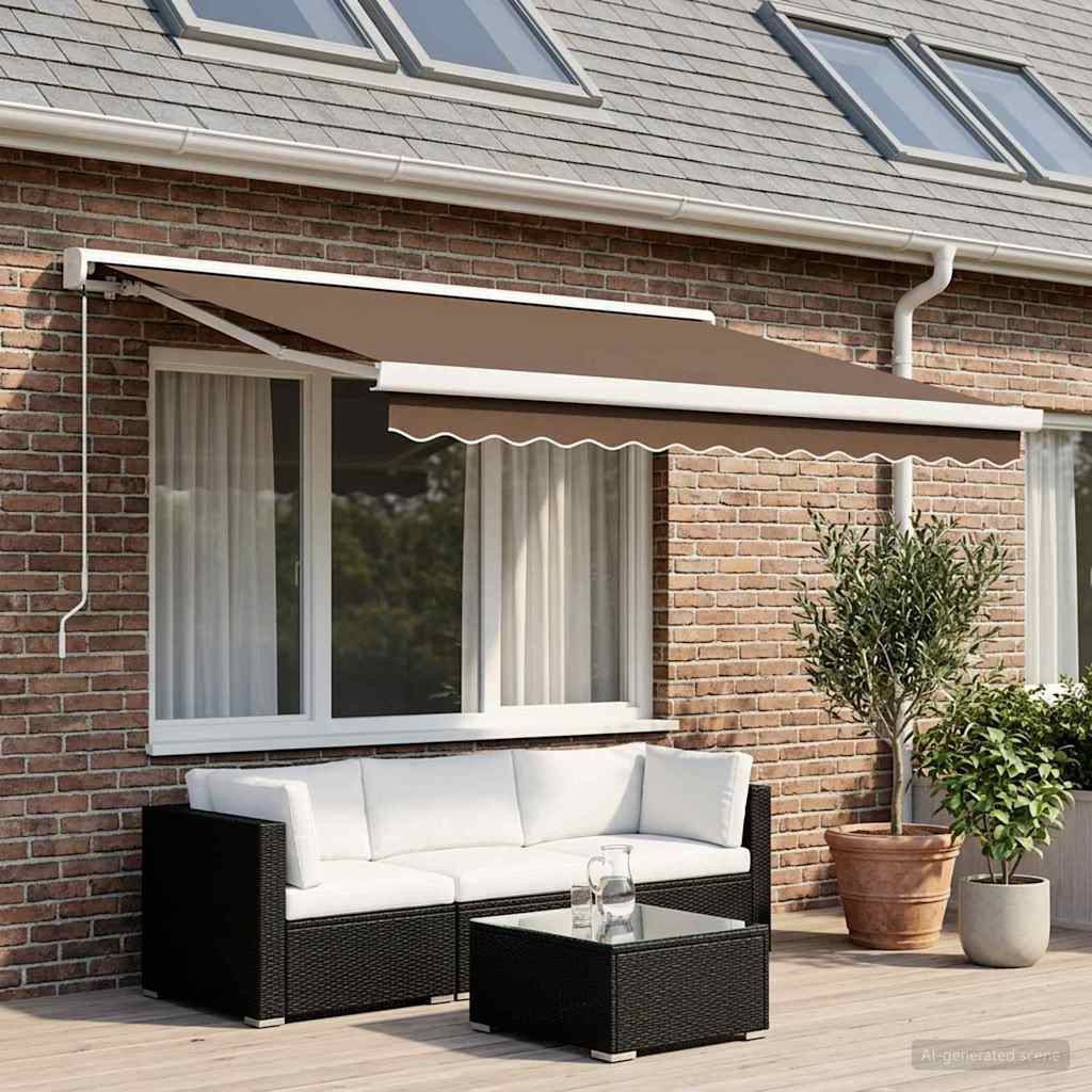 vidaXL Ausziehbare Markise Taupe 350 x 250 cm Leinen und Aluminium