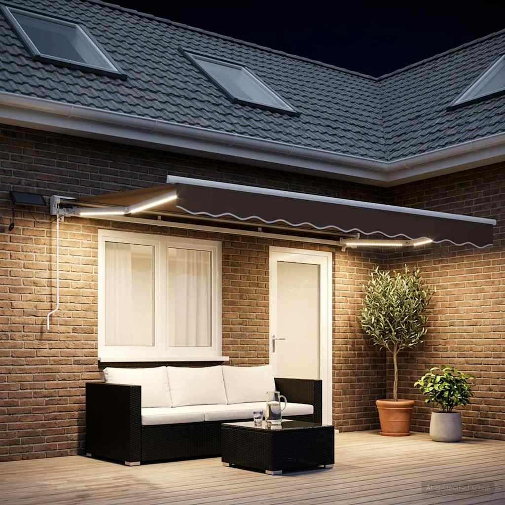 vidaXL Manueller Markisenrahmen mit LEDs Taupe 5 x 3,5 m