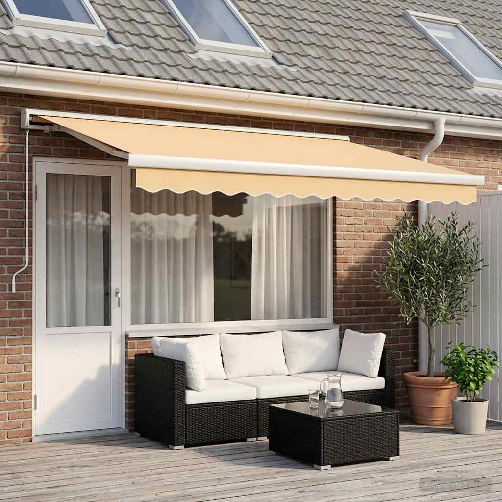 vidaXL Ausziehbare Markise Sand 450 x 300 cm Leinen und Aluminium