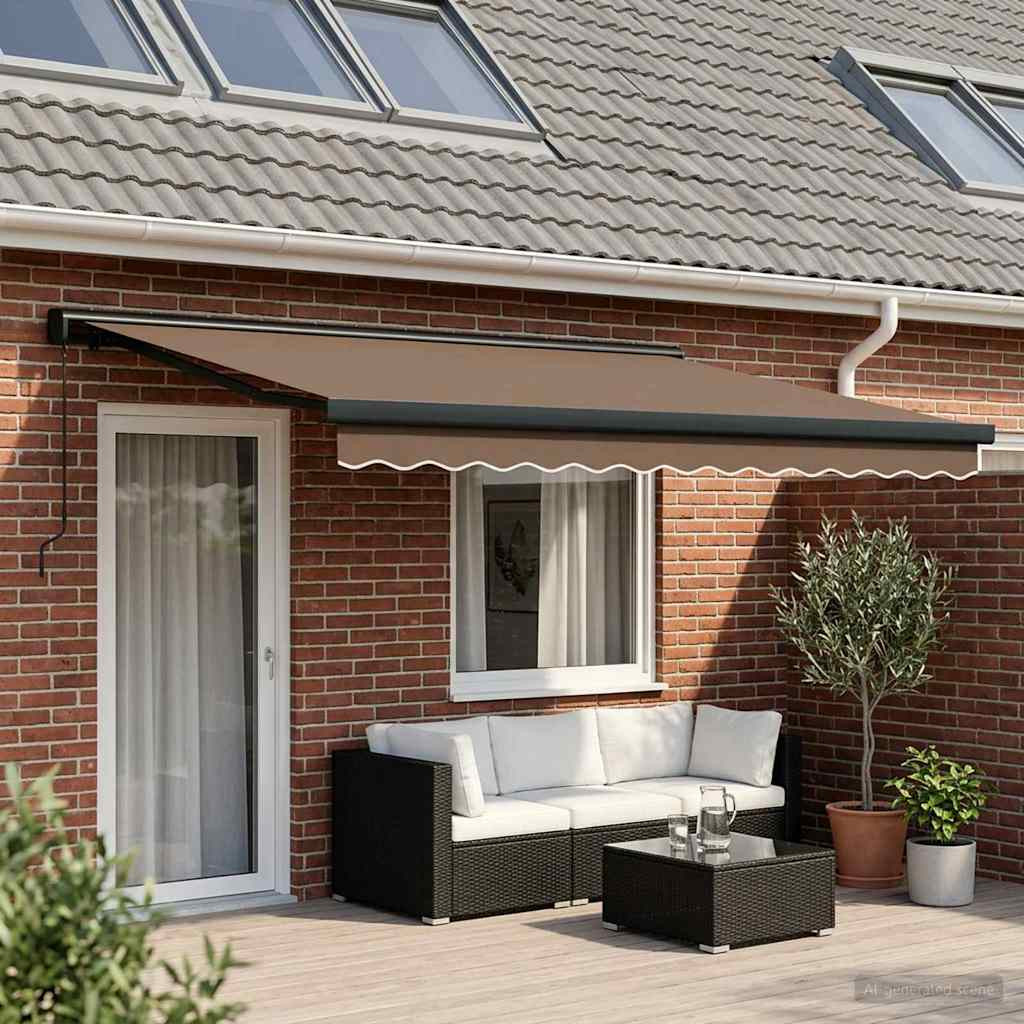 vidaXL Ausziehbare Markise Taupe 450 x 300 cm Leinen und Aluminium