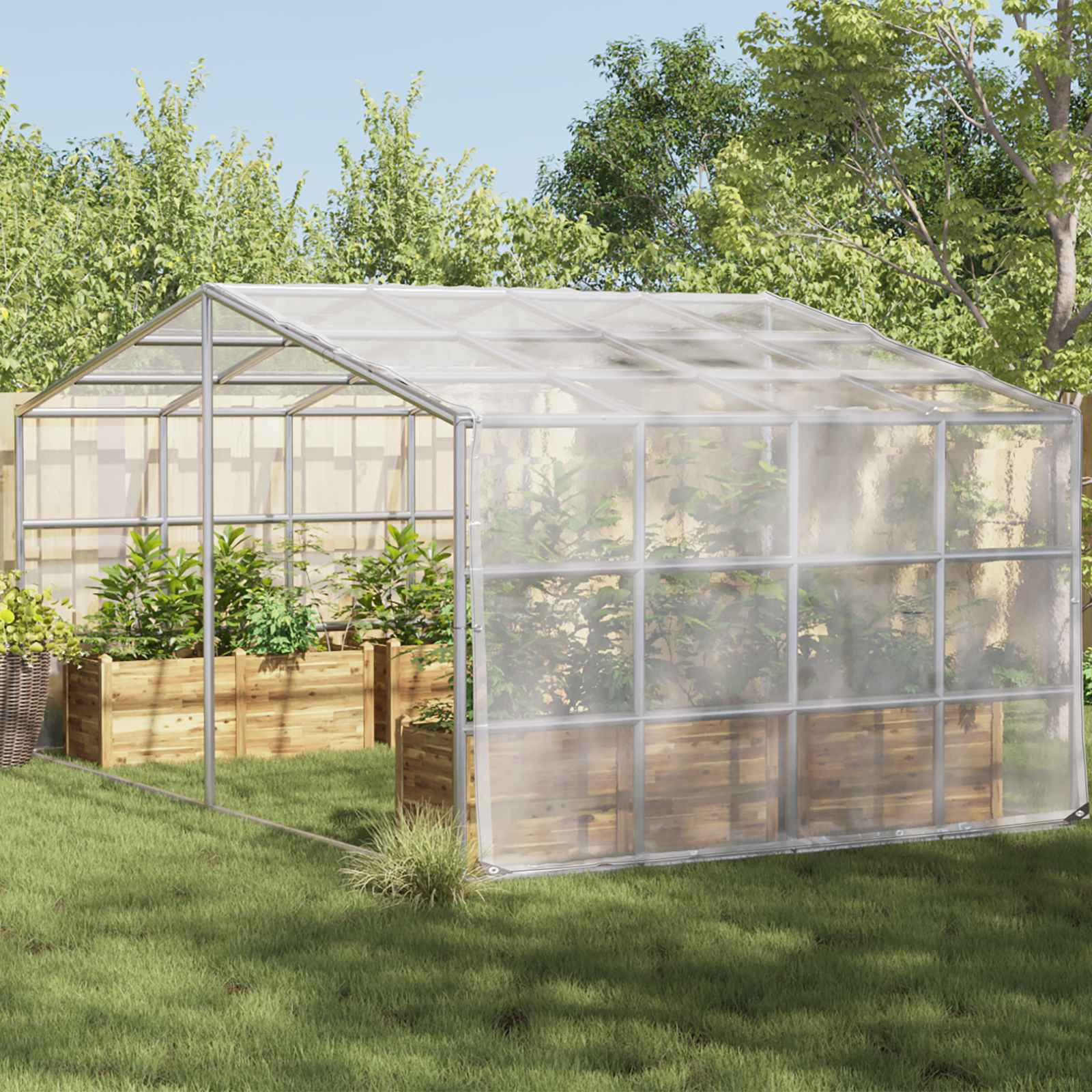 vidaXL Pflanzenabdeckung Transparent 5 x 6 m PE