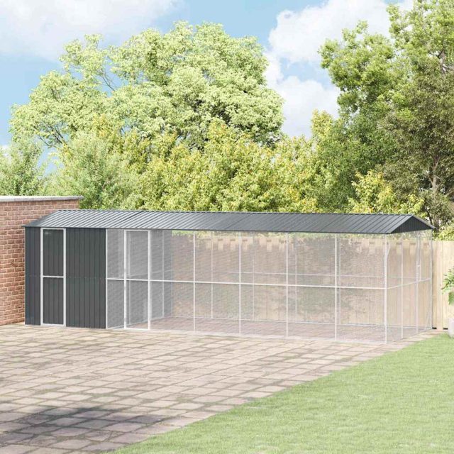 vidaXL Vogelkäfig Anthrazit 860 x 310 x 247 cm Verzinkter Stahl
