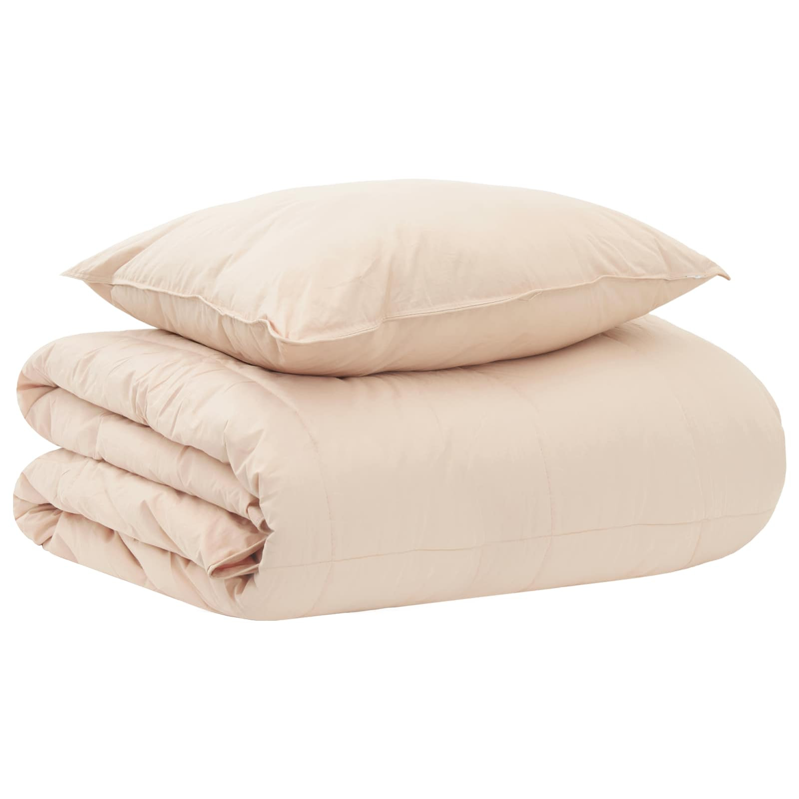 vidaXL Bettwäsche-Set Beige 155 x 200 cm Baumwolle, Kapok, Polyester