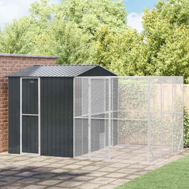 vidaXL Vogelkäfig Anthrazit 425 x 304 x 247 cm Verzinkter Stahl