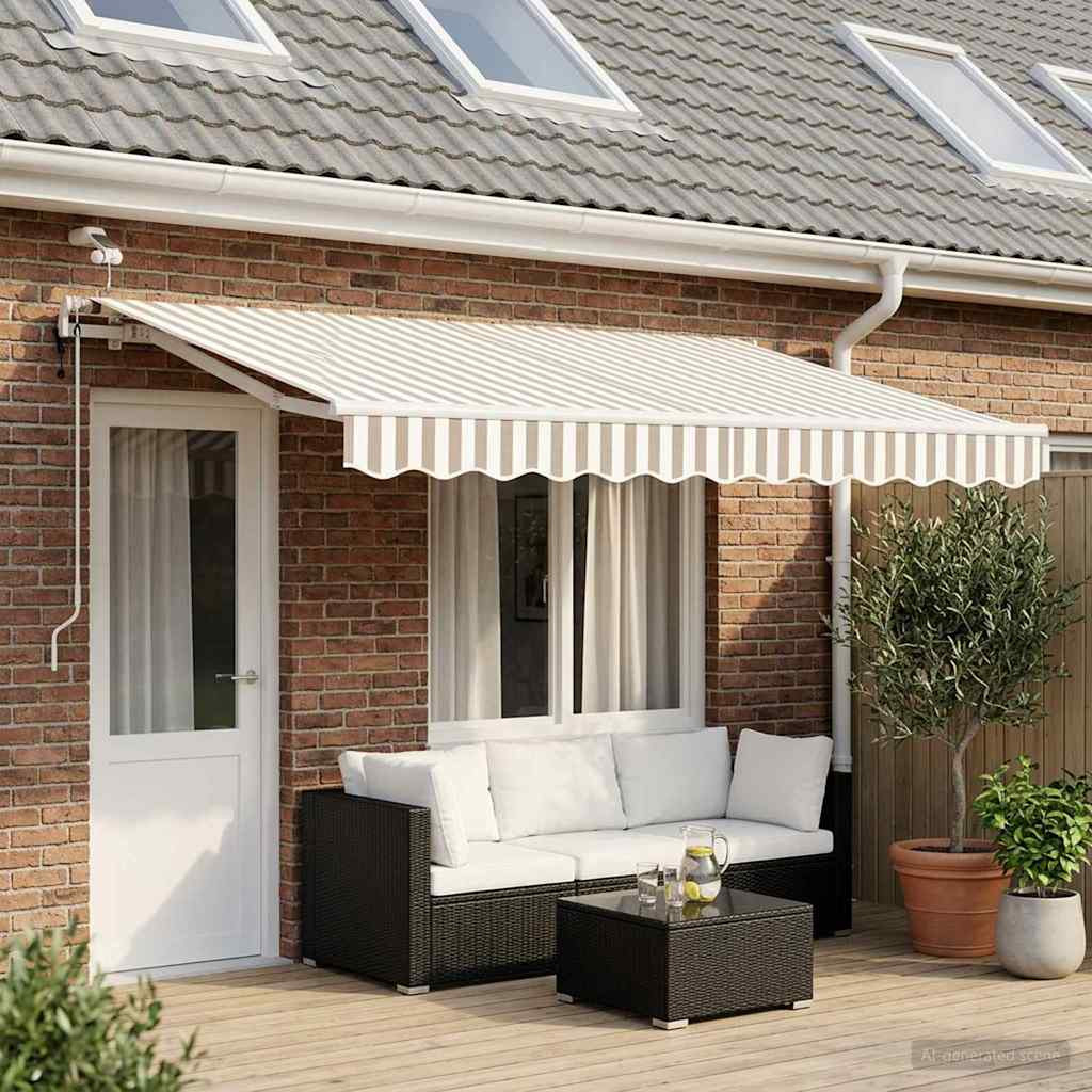 vidaXL Ausziehbare Markise Hellgrau und Weiß 600 x 350 cm Polyester