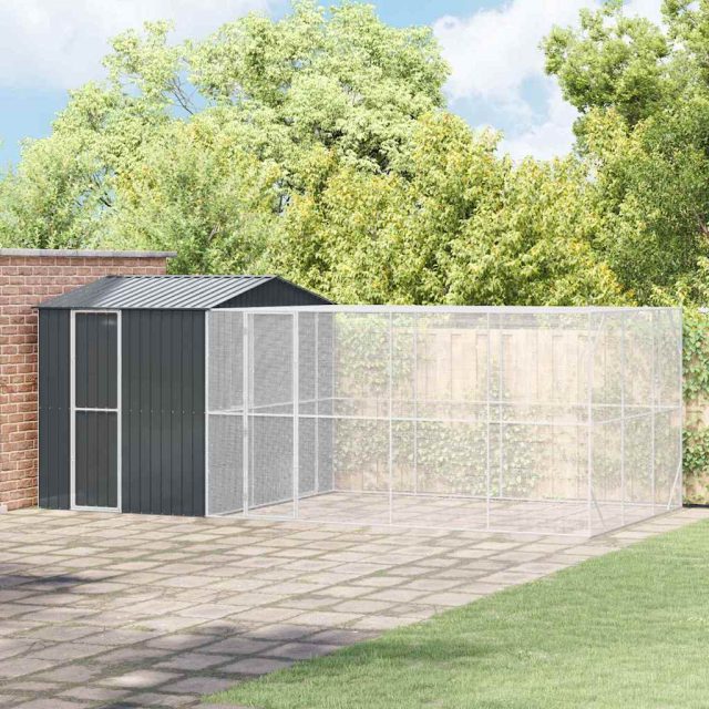 vidaXL Vogelkäfig Anthrazit 635 x 304 x 247 cm Verzinkter Stahl
