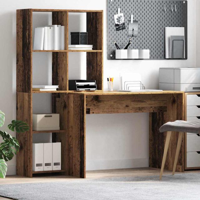 vidaXL Schreibtisch Altholz 138,5 x 55 x 143 cm Holzwerkstoff