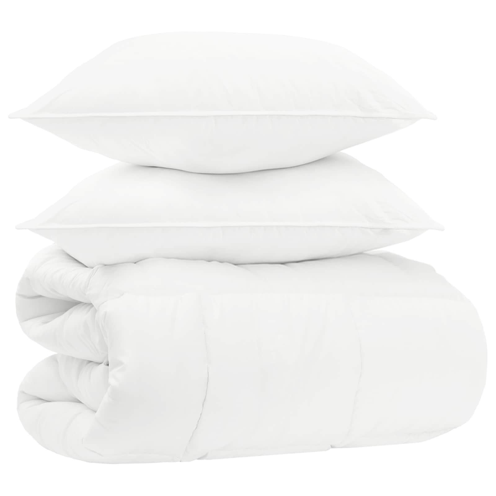 vidaXL Bettwäsche-Set Weiß 140 x 220 cm Baumwolle, Bambus, Polyester