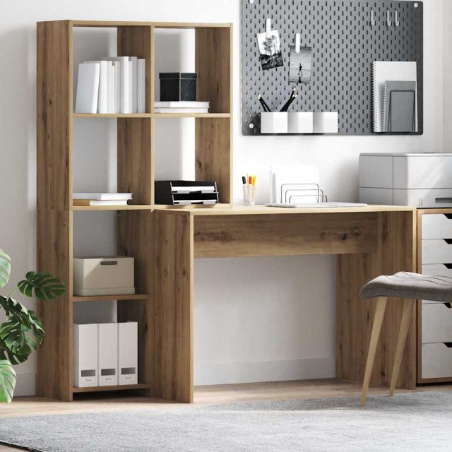 vidaXL Schreibtisch Artisan-Eiche Holzwerkstoff 138,5 x 55 x 143 cm