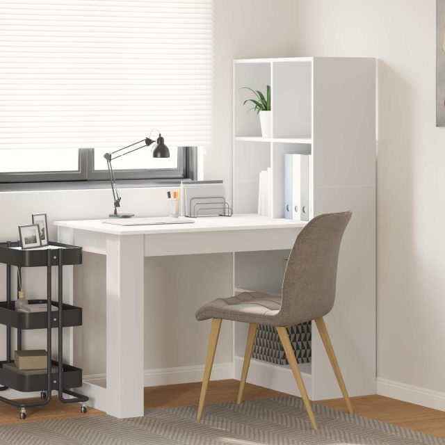 vidaXL Schreibtisch mit Regal Weiß 122 x 67 x 145 cm Holzwerkstoff