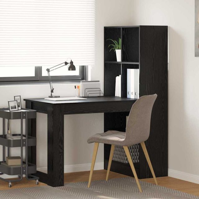 vidaXL Schreibtisch mit Regal Schwarz Eichen-Optik 122 x 67 x 145 cm