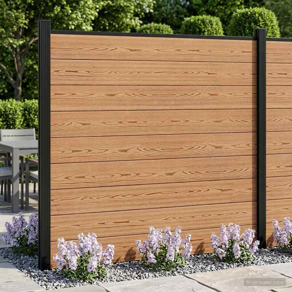 vidaXL zaunset 2 pcs 353 x 186 cm WPC und Aluminium Braun