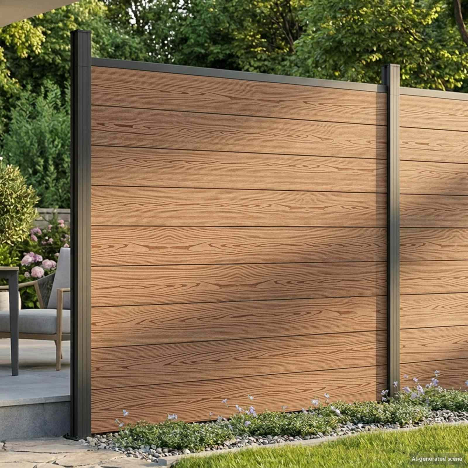 vidaXL zaunset 6 pcs 1045 x 186 cm WPC und Aluminium Braun