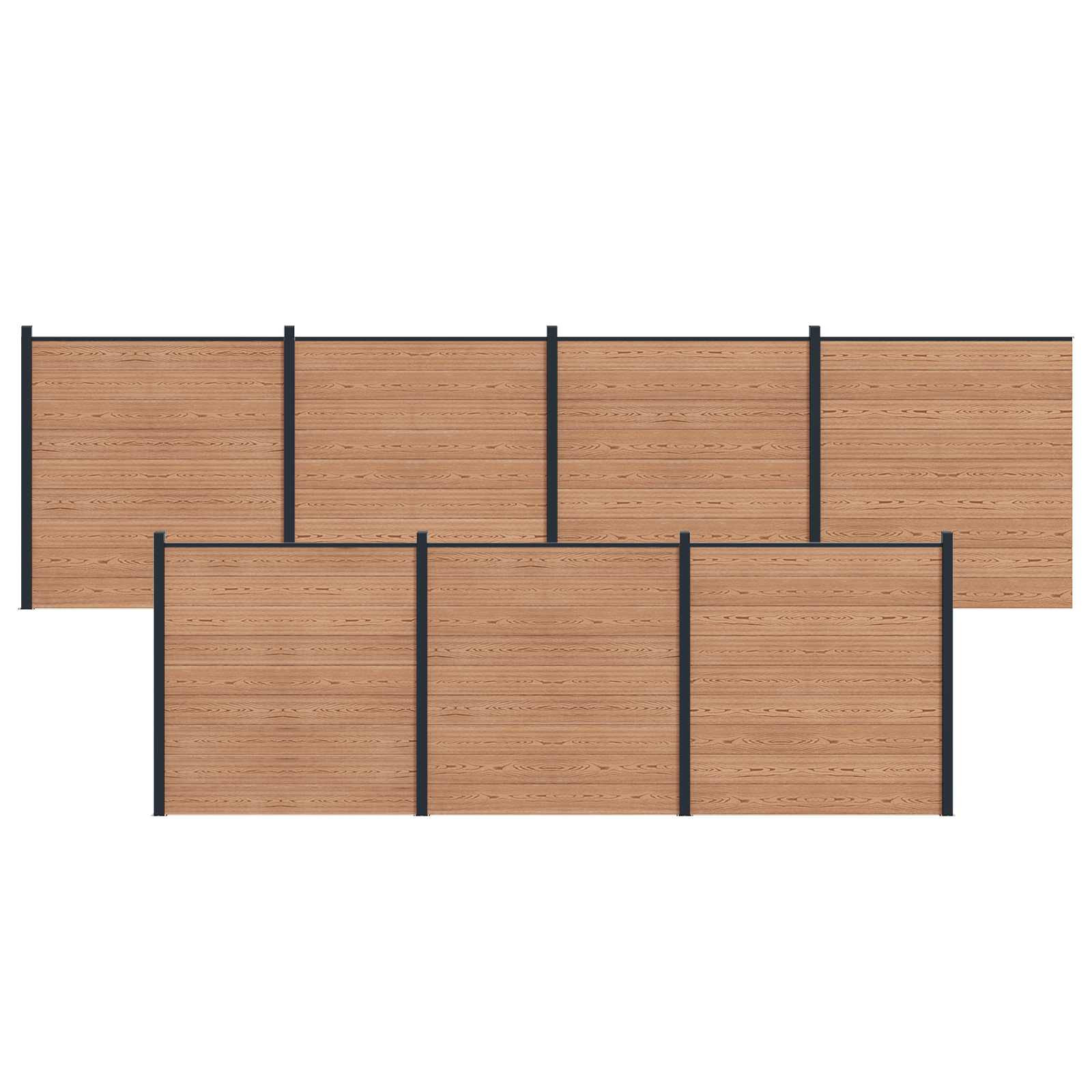 vidaXL zaunset 7 pcs 1218 x 186 cm WPC und Aluminium Braun