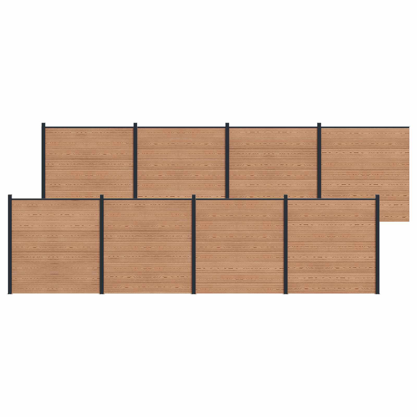 vidaXL zaunset 8 pcs 1391 x 186 cm WPC und Aluminium Braun