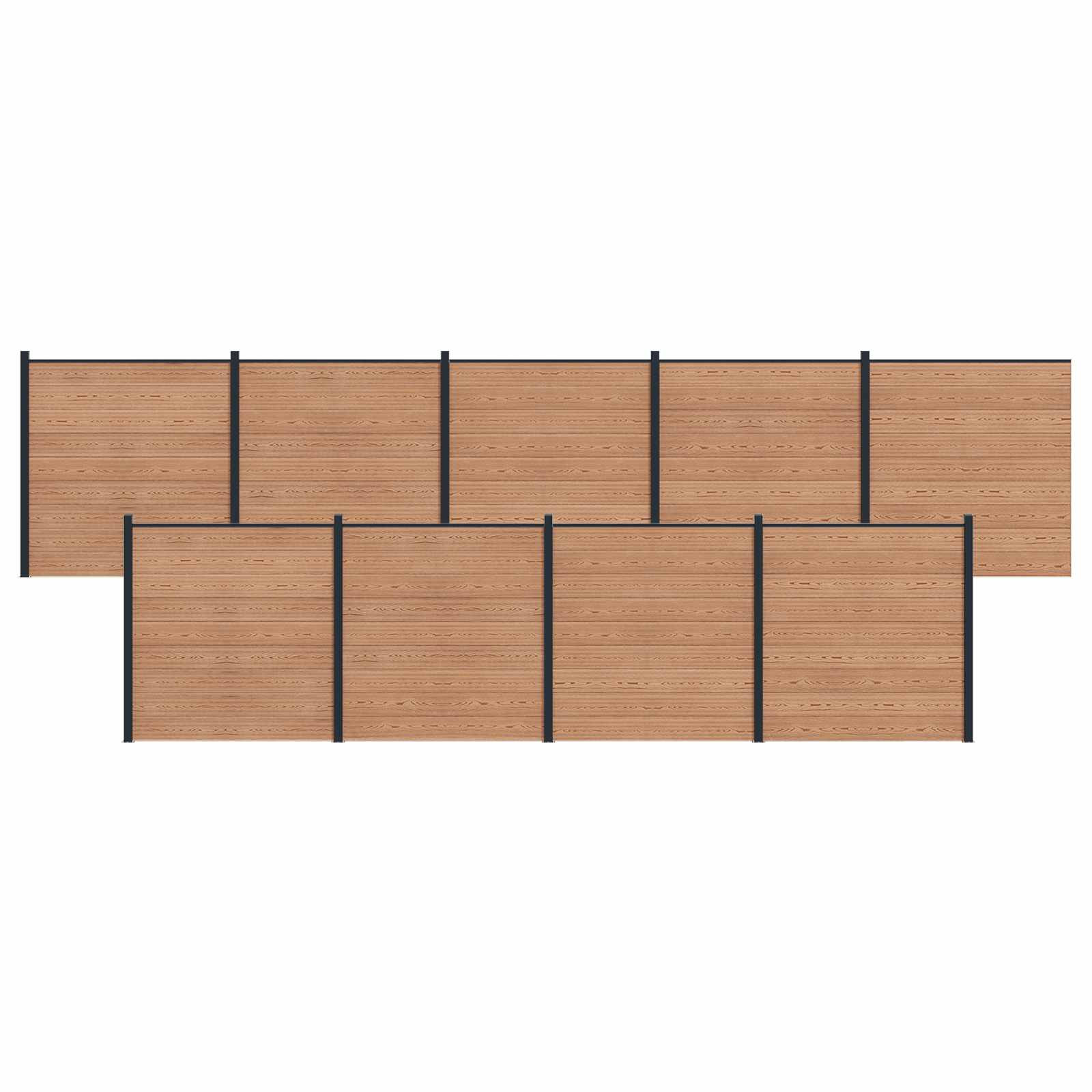 vidaXL zaunset 9 pcs 1564 x 186 cm WPC und Aluminium Braun