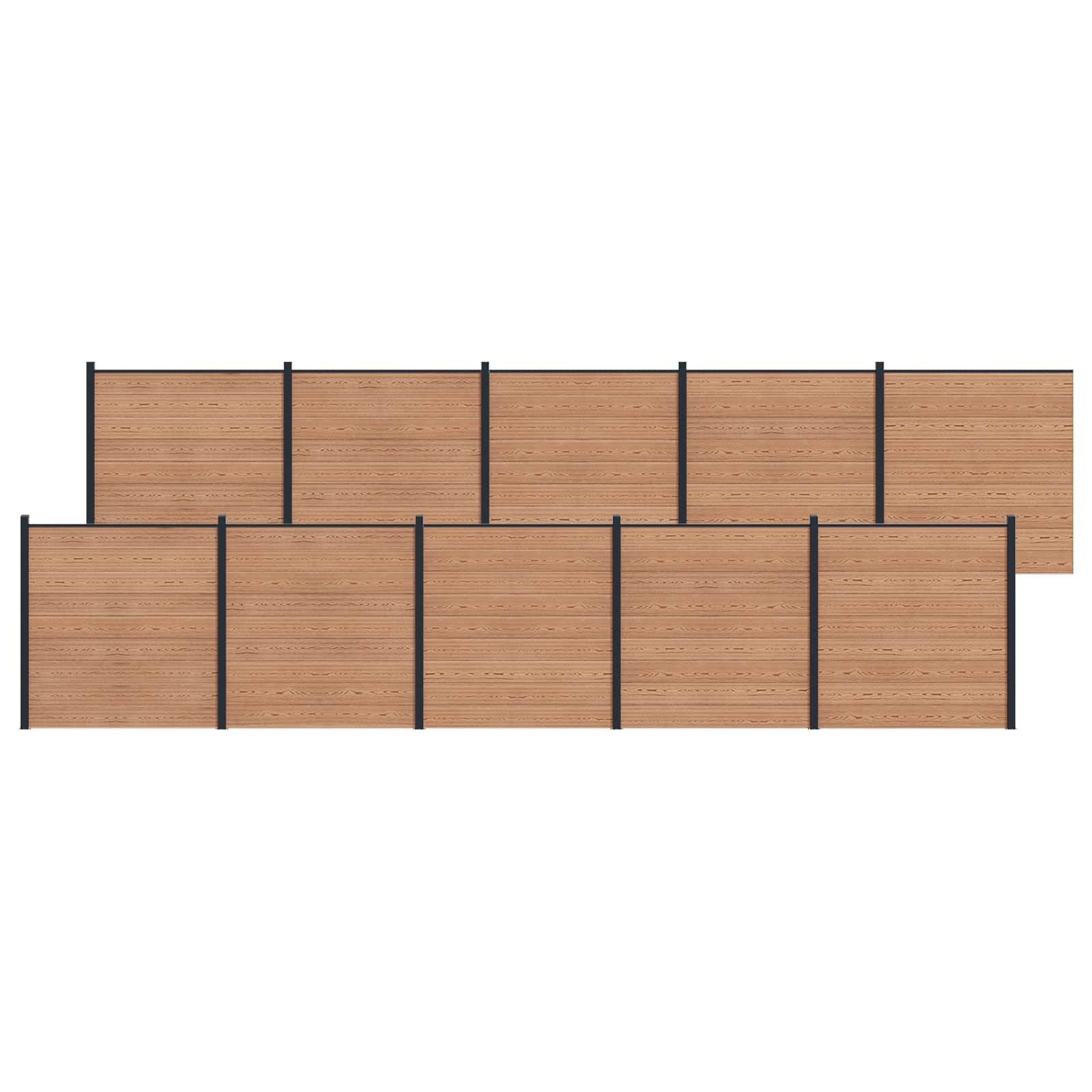 vidaXL zaunset 10 pcs 1737 x 186 cm WPC und Aluminium Braun
