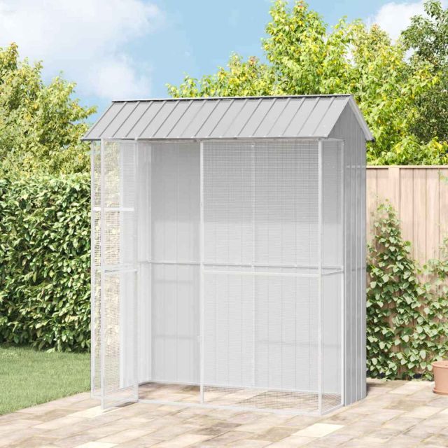 vidaXL Vogelkäfig Grau 215 x 110 x 247 cm Verzinkter Stahl