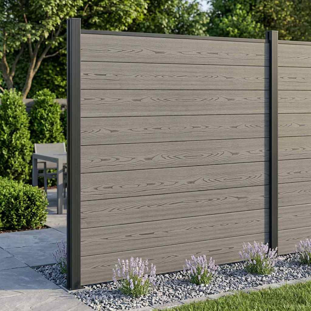 vidaXL zaunset 5 pcs 872 x 186 cm WPC und Aluminium Grau