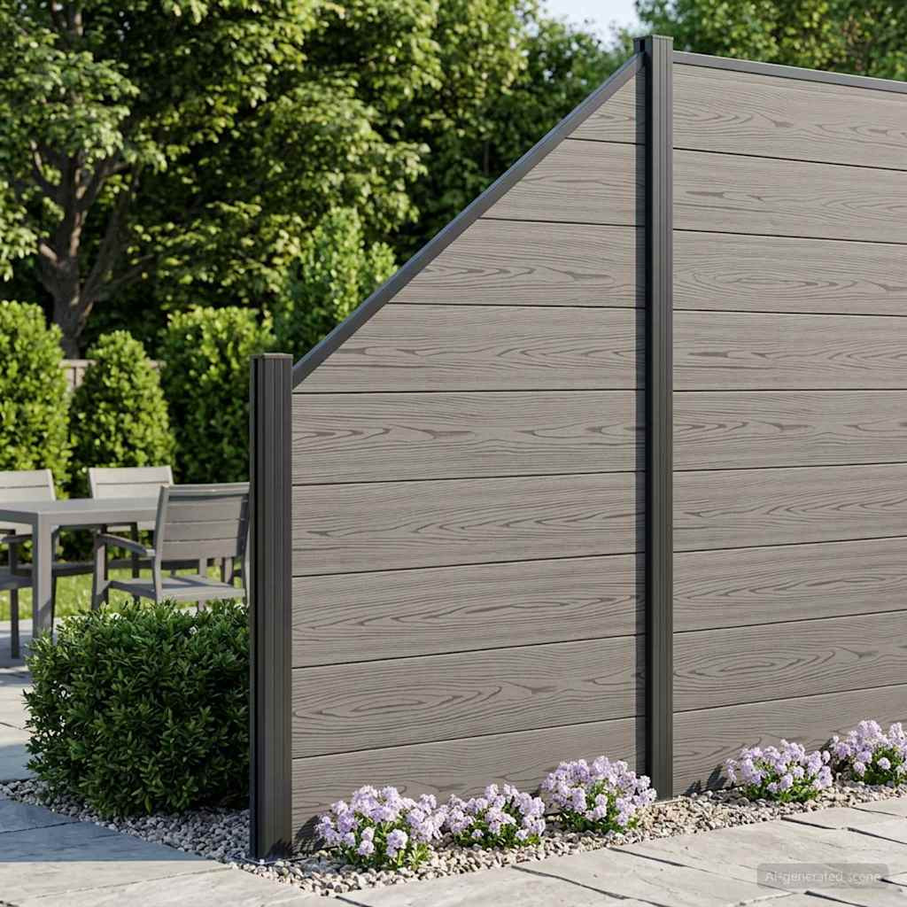 vidaXL zaunset 9 pcs 1484 x 186 cm WPC und Aluminium Grau