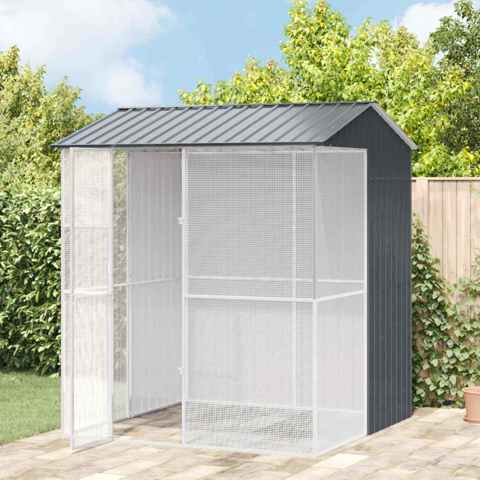 vidaXL Vogelkäfig Anthrazit 215 x 210 x 247 cm Verzinkter Stahl