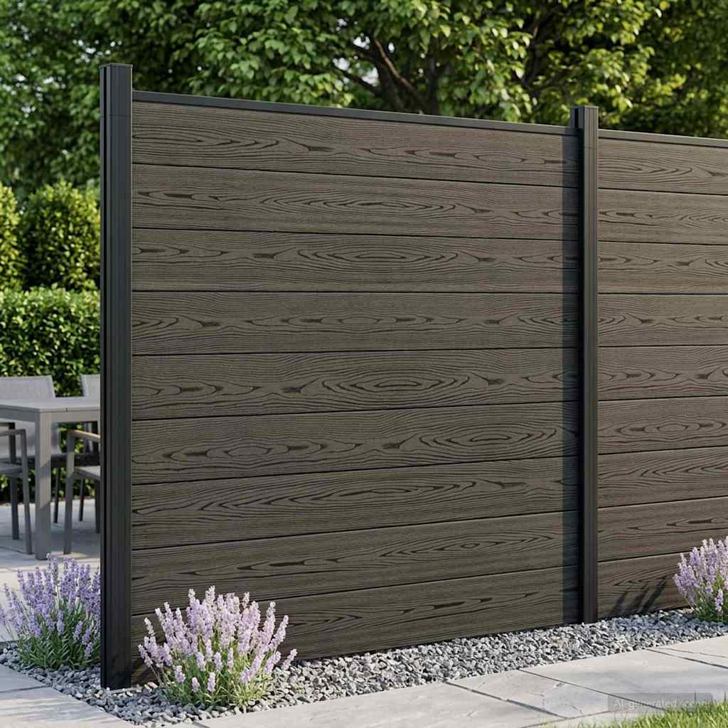vidaXL zaunset 9 pcs 1564 x 186 cm WPC und Aluminium Schwarz