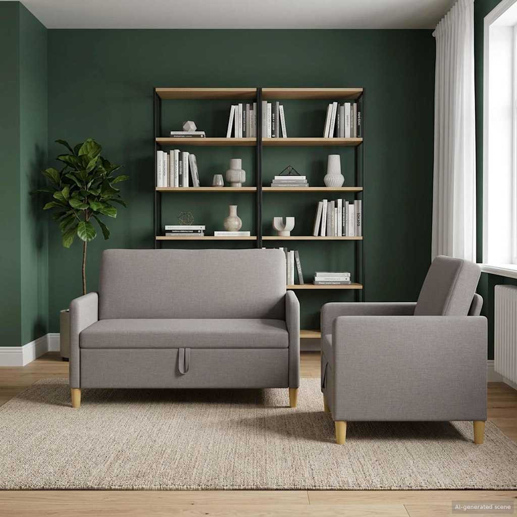 vidaXL Sofa Set mit Stauraum 2 pcs Taupe Polyester