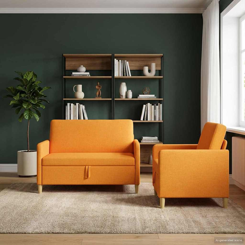 vidaXL Sofa Set mit Stauraum 2 pcs Dunkelgelb Polyester