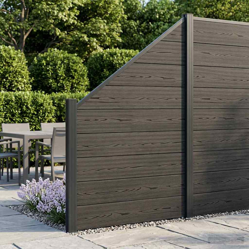 vidaXL zaunset 9 pcs 1484 x 186 cm WPC und Aluminium Schwarz