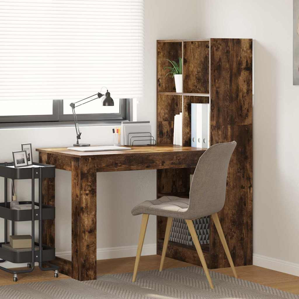 vidaXL Schreibtisch Geräucherte Eiche 122 x 67 x 145 cm Holzwerkstoff