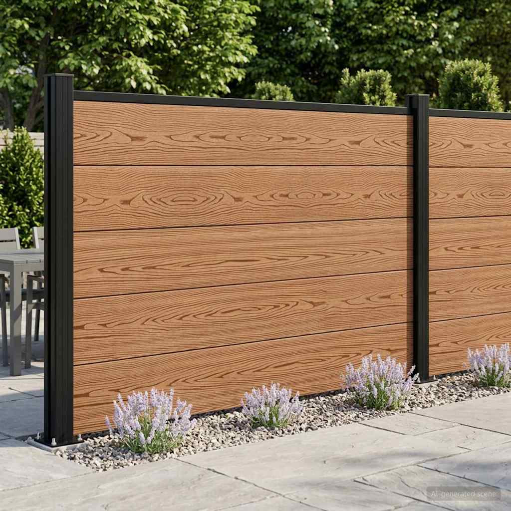 vidaXL zaunset 2 pcs 353 x 105 cm WPC und Aluminium Braun