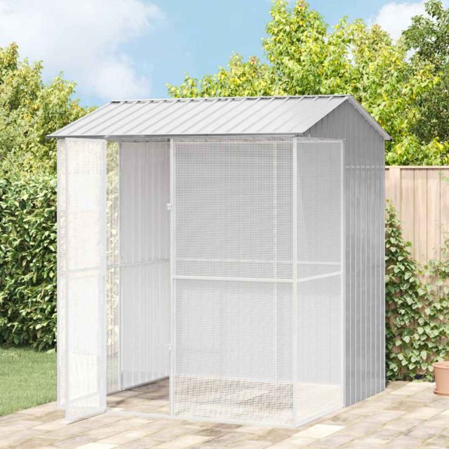 vidaXL Vogelkäfig Grau 215 x 210 x 247 cm Verzinkter Stahl