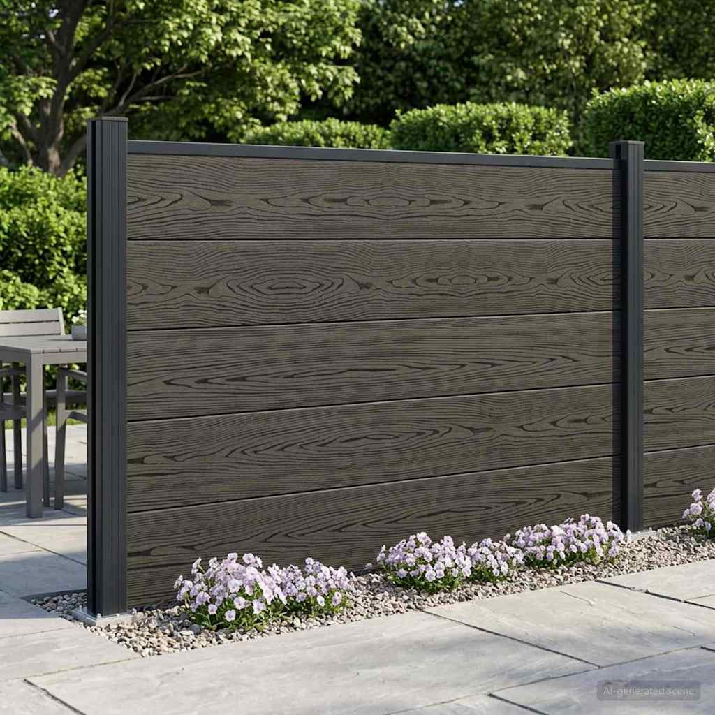 vidaXL zaunset 9 pcs 1564 x 105 cm WPC und Aluminium Schwarz