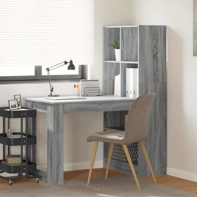 vidaXL Schreibtisch Graues Sonoma 122 x 67 x 145 cm Holzwerkstoff