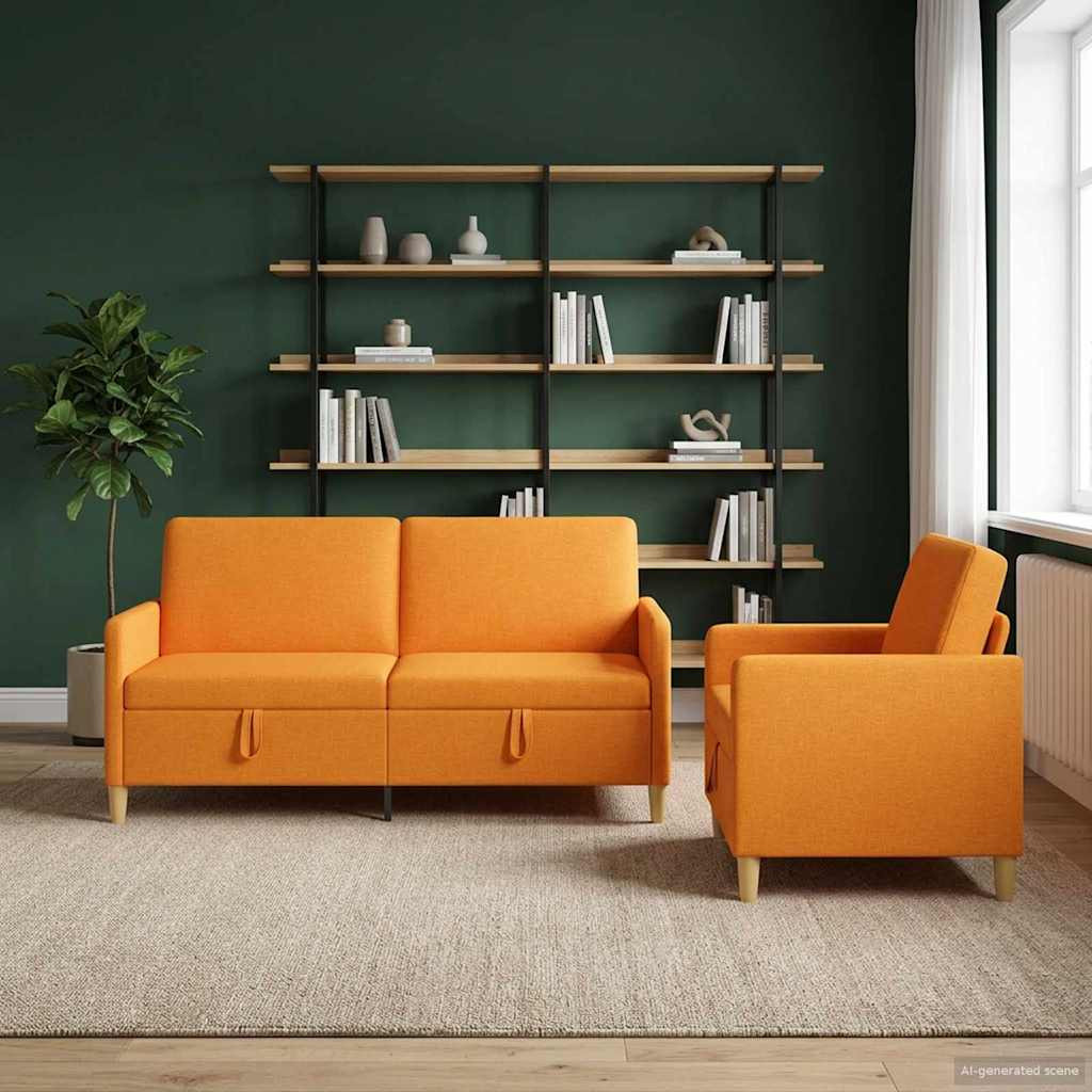 vidaXL Sofa Set mit Stauraum 2 pcs Dunkelgelb Polyester