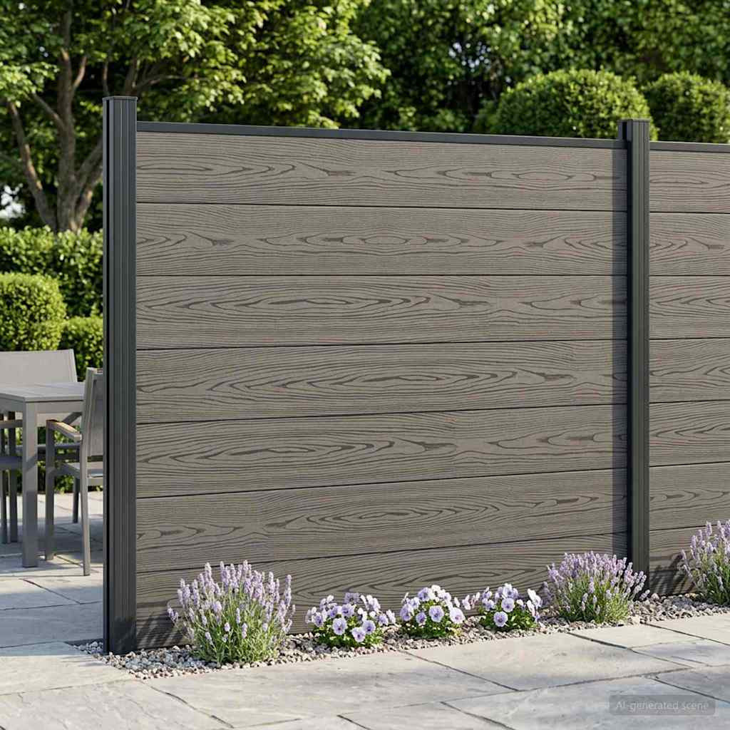 vidaXL Zaunelement 3 pcs WPC und Aluminium Grau