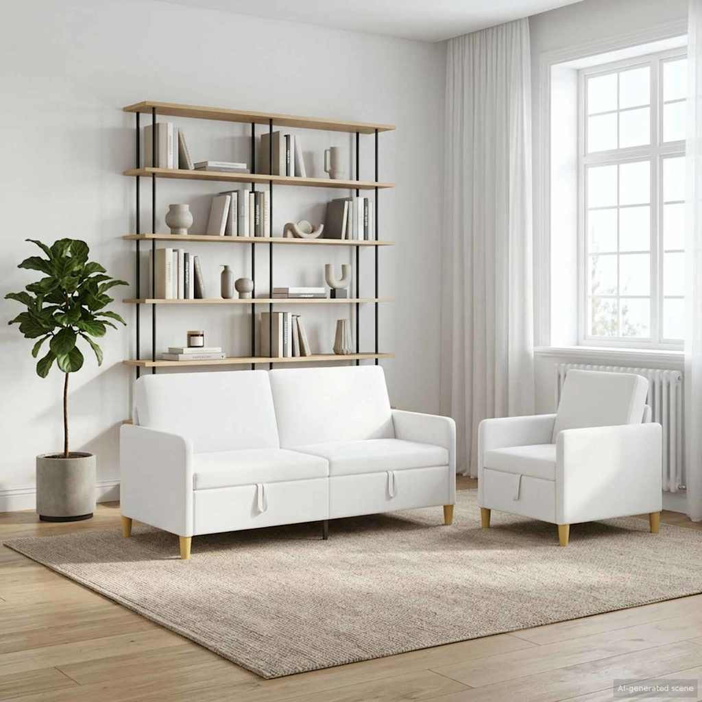 vidaXL Sofa Set mit Stauraum 2 pcs Weiß Polyester