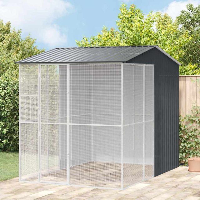 vidaXL Vogelkäfig Anthrazit 215 x 310 x 247 cm Verzinkter Stahl