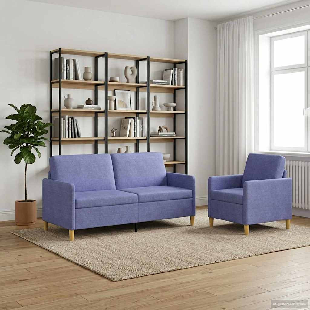 vidaXL Sofa Set mit Stauraum 2 pcs Jeans blau Polyester