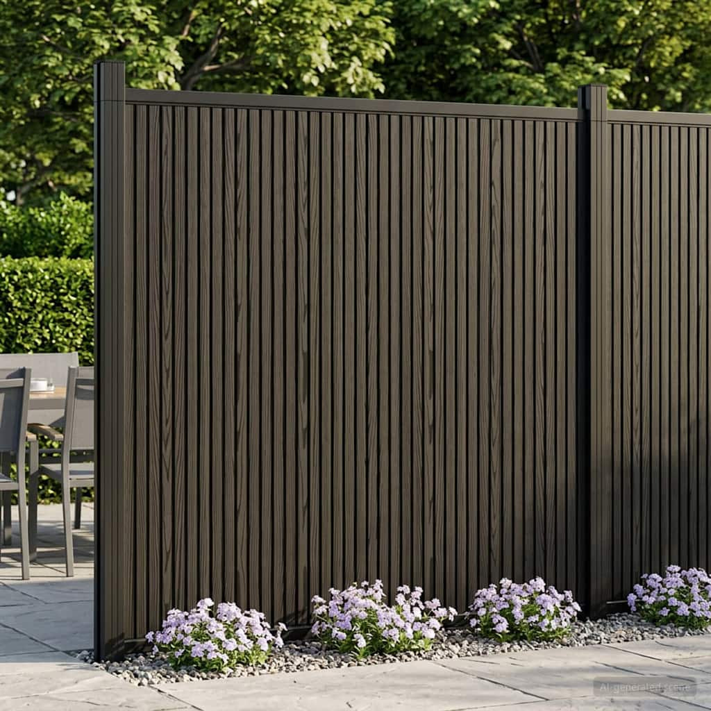 vidaXL Zaunelement 2 pcs WPC und Aluminium Schwarz