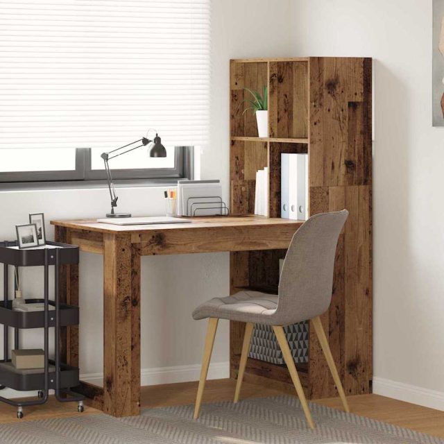 vidaXL Schreibtisch mit Regal Altholz 122 x 67 x 145 cm Holzwerkstoff