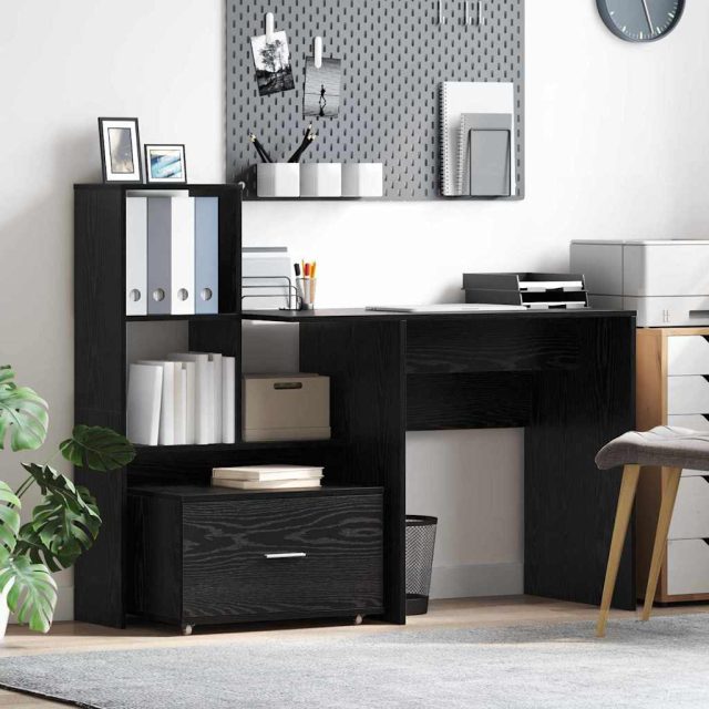 vidaXL Schreibtisch Schwarz Eichen-Optik 131,5 x 50 x 106,5 cm